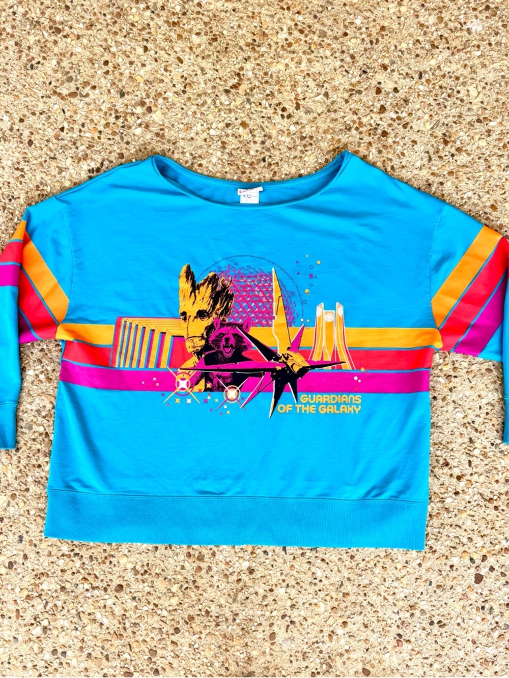 NWOT Marvel Guardians of the Galaxy Disney Epcot Blue Orange Sweatshirt Size XL